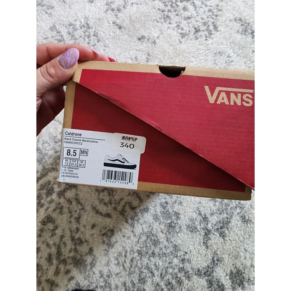 NEW Vans Caldrone Black Outsole Marshmallow White Suede Men's Sneakers Size 8.5 - Picture 9 of 9